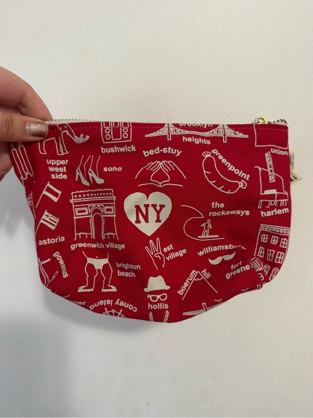 NYC Graphic Red Canvas Zip Pouch